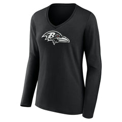 Baltimore Ravens Women's Personalized Name & Number Monochrome Long Sleeve V-Neck T-Shirt - Black online