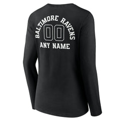 Baltimore Ravens Women's Personalized Name & Number Monochrome Long Sleeve V-Neck T-Shirt - Black online