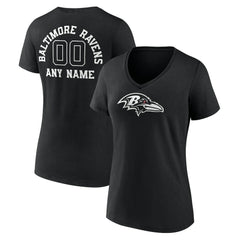 Baltimore Ravens Women's Personalized Name & Number Monochrome V-Neck T-Shirt - Black sale