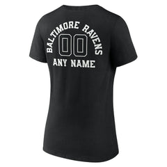 Baltimore Ravens Women's Personalized Name & Number Monochrome V-Neck T-Shirt - Black sale