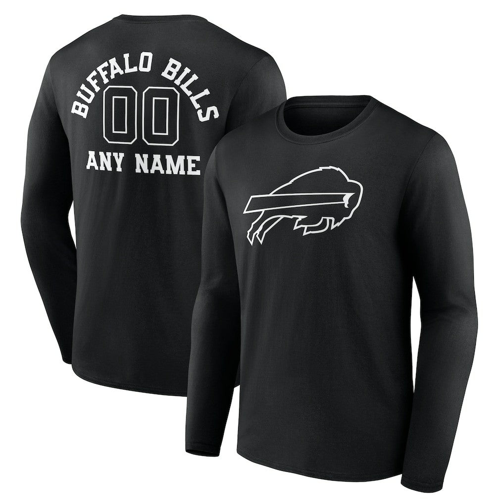 Buffalo Bills Personalized Name & Number Monochrome Long Sleeve T-Shirt - Black online