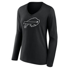 Buffalo Bills Women's Personalized Name & Number Monochrome Long Sleeve V-Neck T-Shirt - Black discount