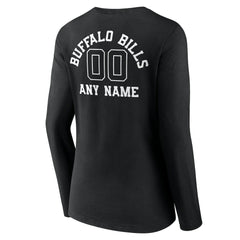 Buffalo Bills Women's Personalized Name & Number Monochrome Long Sleeve V-Neck T-Shirt - Black discount