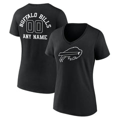Buffalo Bills Women's Personalized Name & Number Monochrome V-Neck T-Shirt - Black on sale