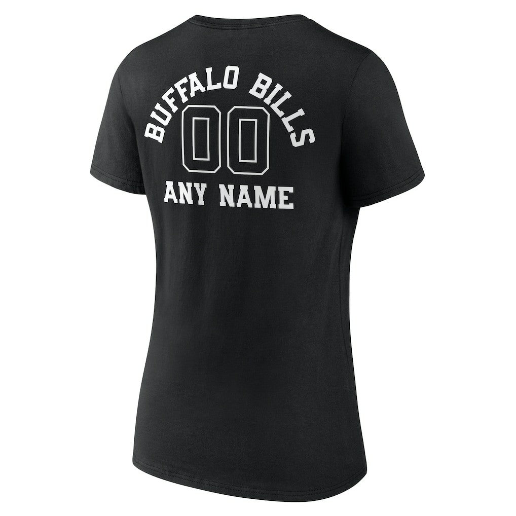 Buffalo Bills Women's Personalized Name & Number Monochrome V-Neck T-Shirt - Black on sale