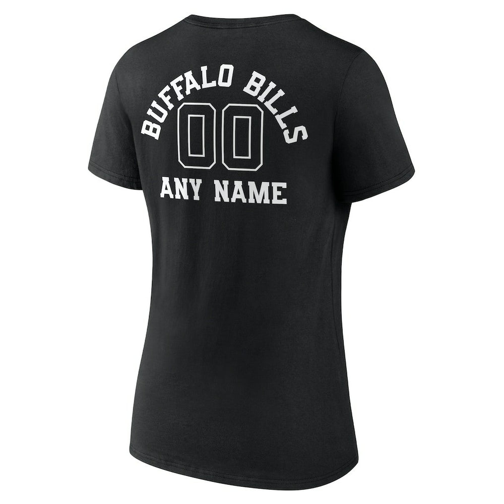 Buffalo Bills Women's Personalized Name & Number Monochrome V-Neck T-Shirt - Black on sale