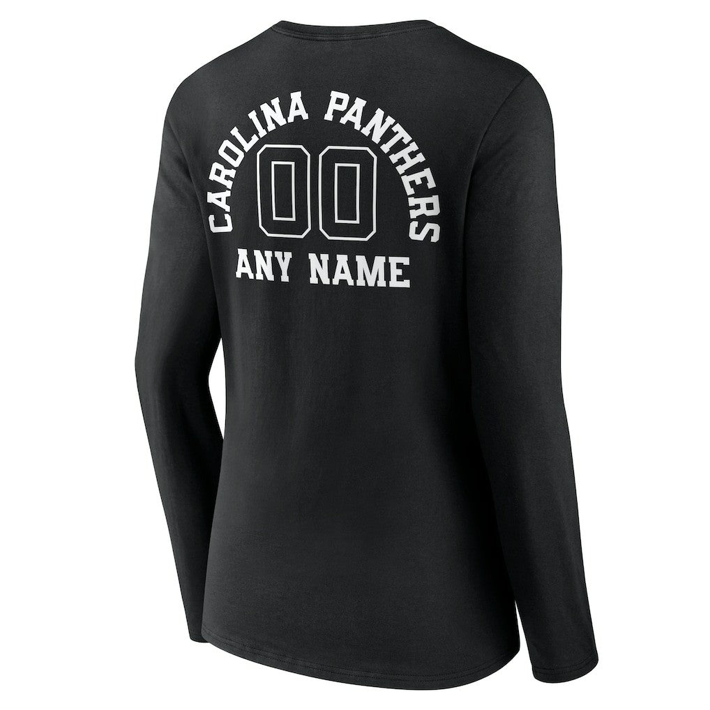 Carolina Panthers Women's Personalized Name & Number Monochrome Long Sleeve V-Neck T-Shirt - Black discount