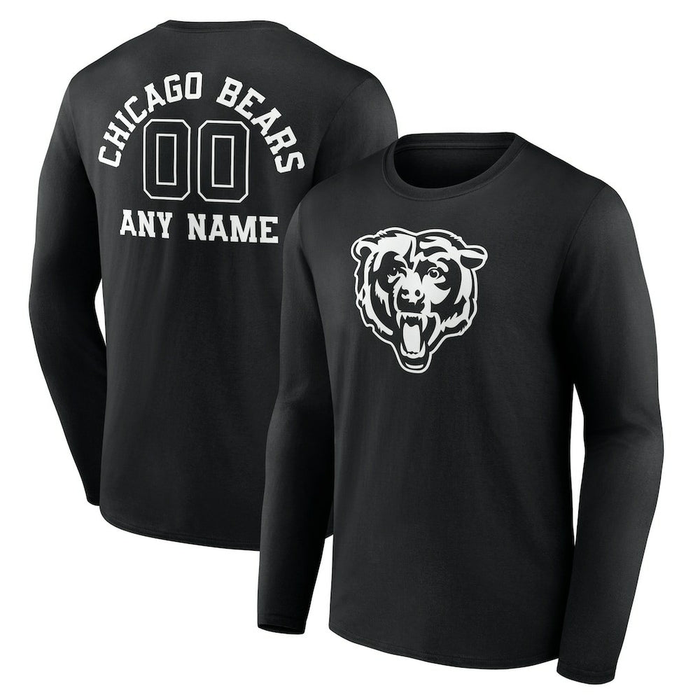 Chicago Bears Personalized Name & Number Monochrome Long Sleeve T-Shirt - Black sale