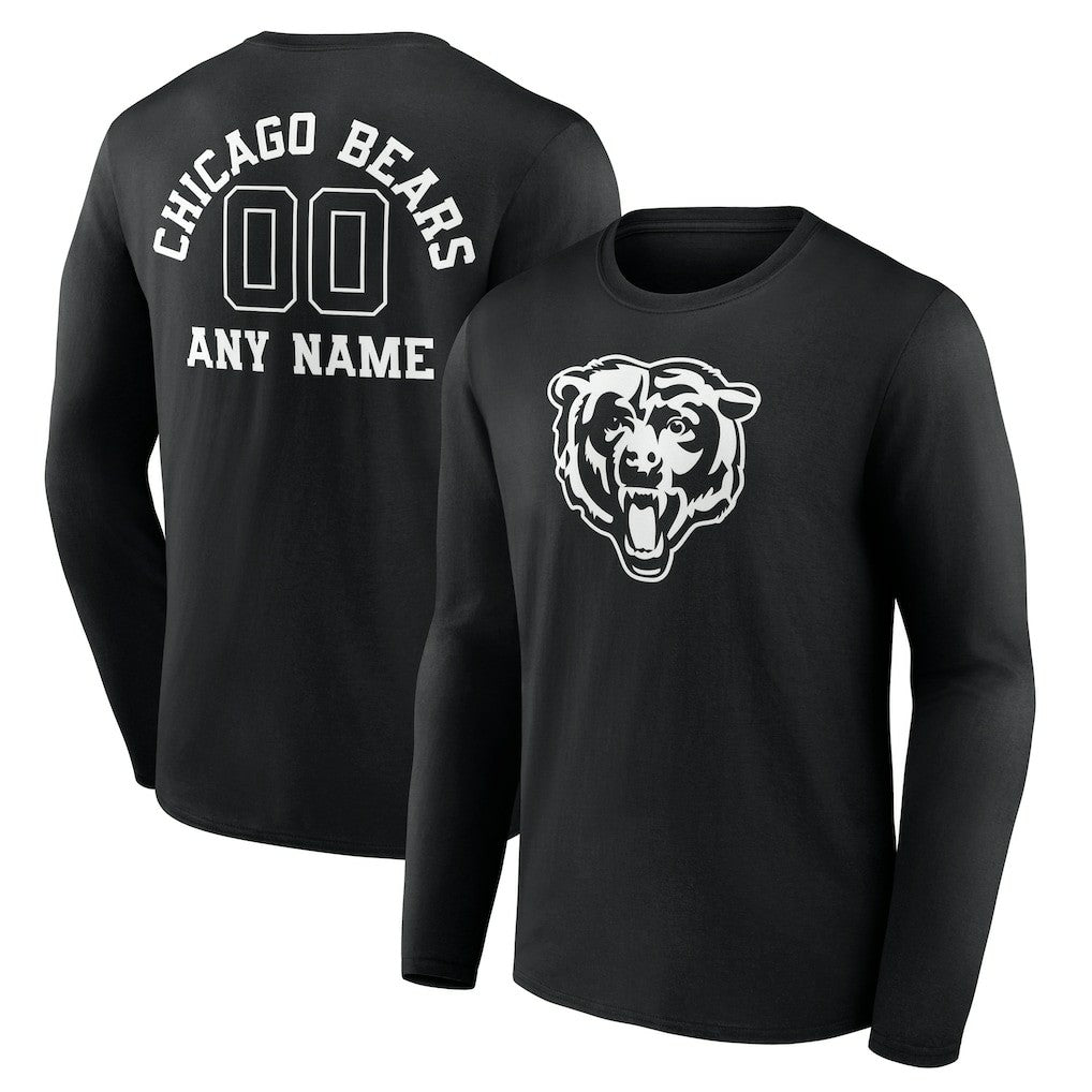 Chicago Bears Personalized Name & Number Monochrome Long Sleeve T-Shirt - Black sale