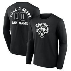 Chicago Bears Personalized Name & Number Monochrome Long Sleeve T-Shirt - Black sale
