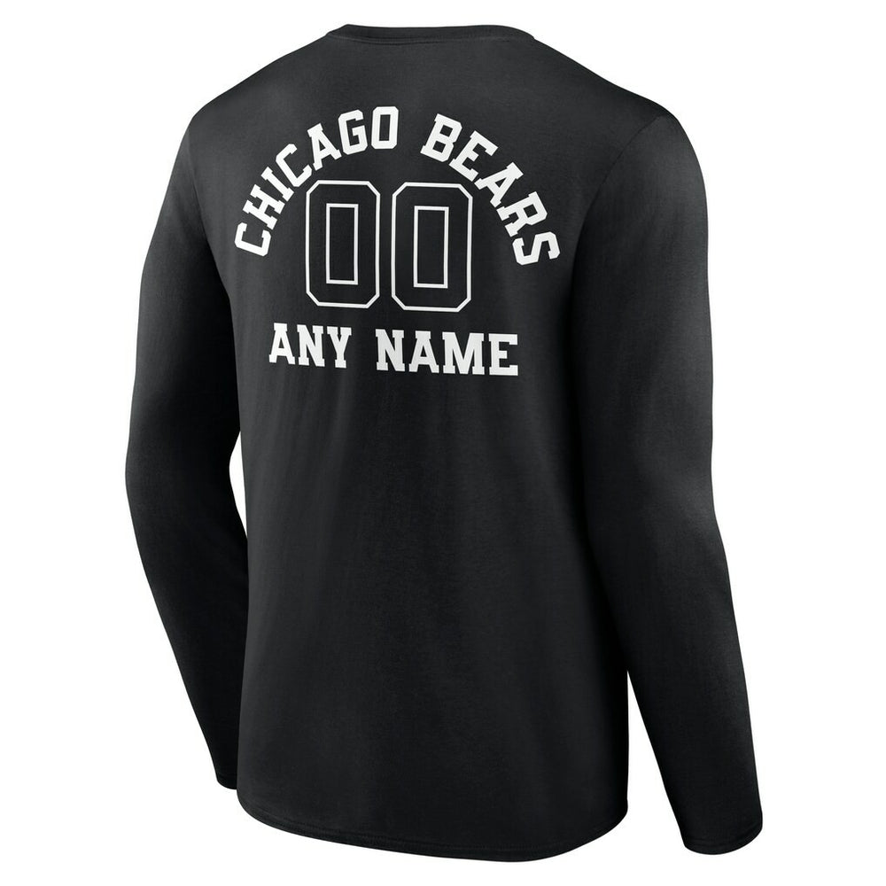 Chicago Bears Personalized Name & Number Monochrome Long Sleeve T-Shirt - Black sale