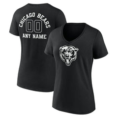 Chicago Bears Women's Personalized Name & Number Monochrome V-Neck T-Shirt - Black on sale