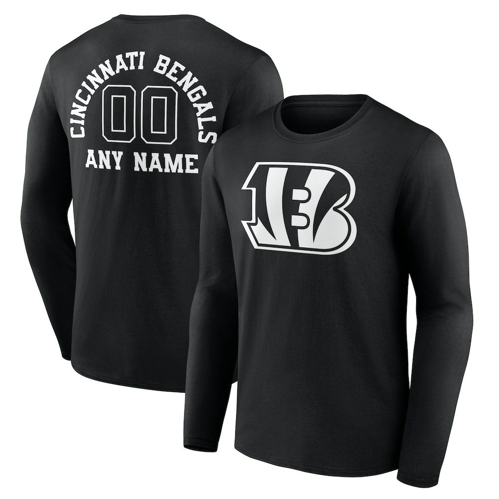 Cincinnati Bengals Personalized Name & Number Monochrome Long Sleeve T-Shirt - Black online