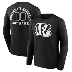 Cincinnati Bengals Personalized Name & Number Monochrome Long Sleeve T-Shirt - Black online