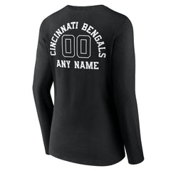 Cincinnati Bengals Women's Personalized Name & Number Monochrome Long Sleeve V-Neck T-Shirt - Black discount