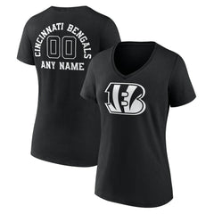 Cincinnati Bengals Women's Personalized Name & Number Monochrome V-Neck T-Shirt - Black cheap