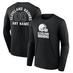 Cleveland Browns Personalized Name & Number Monochrome Long Sleeve T-Shirt - Black cheap