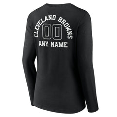 Cleveland Browns Women's Personalized Name & Number Monochrome Long Sleeve V-Neck T-Shirt - Black sale