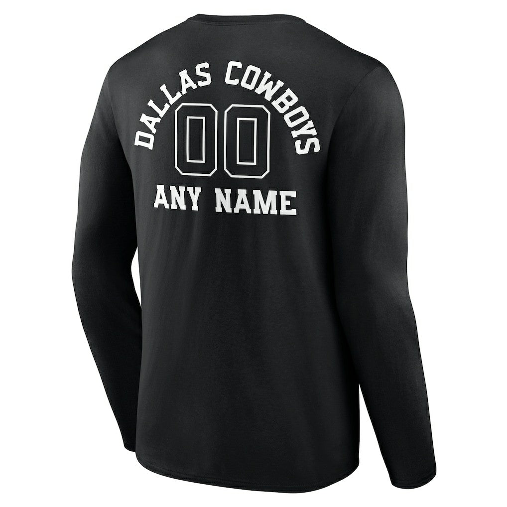 Dallas Cowboys Personalized Name & Number Monochrome Long Sleeve T-Shirt - Black cheap