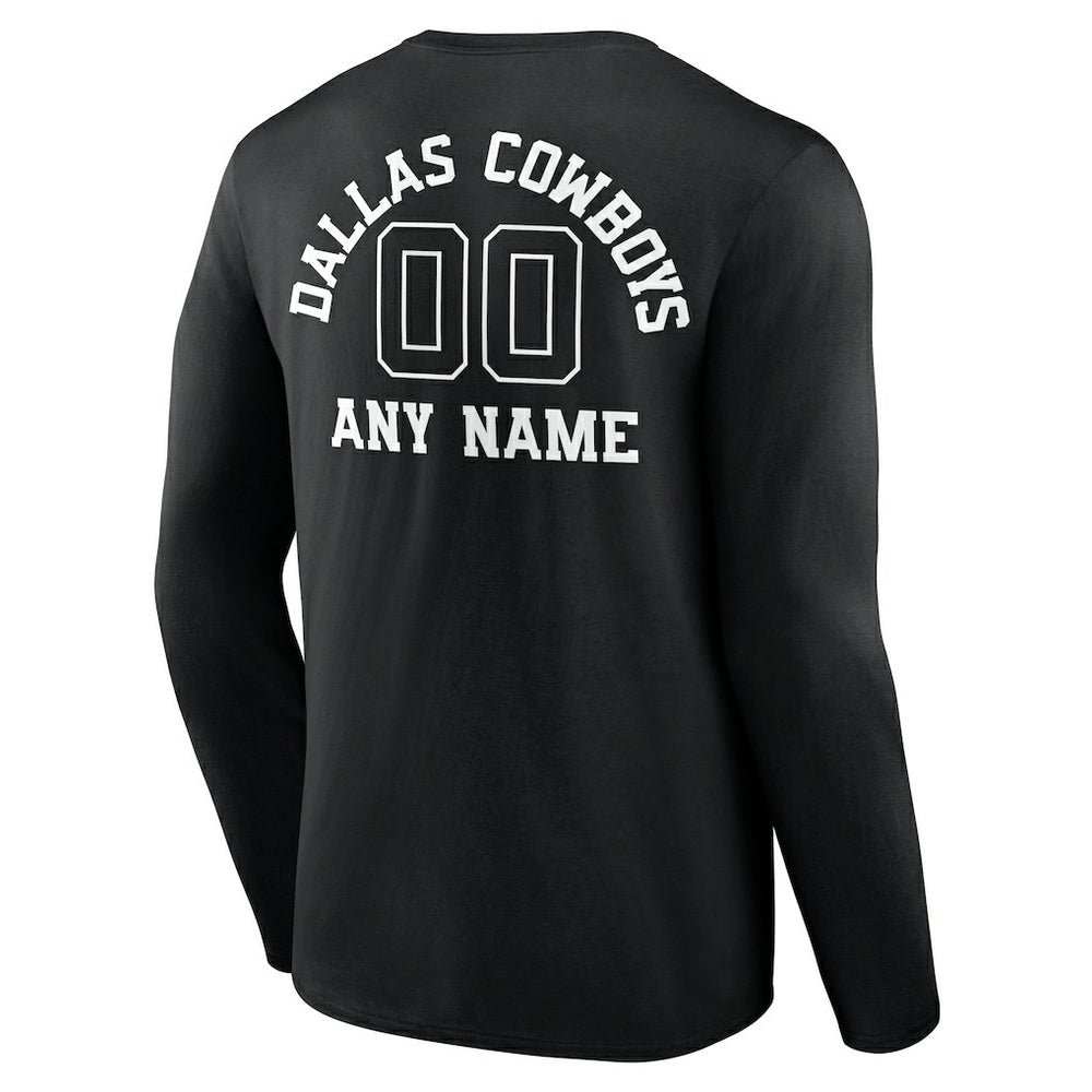 Dallas Cowboys Personalized Name & Number Monochrome Long Sleeve T-Shirt - Black cheap