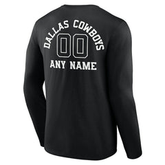 Dallas Cowboys Personalized Name & Number Monochrome Long Sleeve T-Shirt - Black cheap