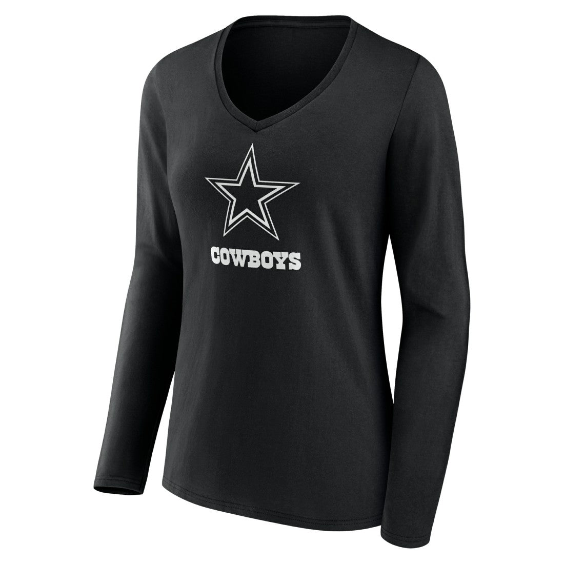 Dallas Cowboys Women's Personalized Name & Number Monochrome Long Sleeve V-Neck T-Shirt - Black cheap