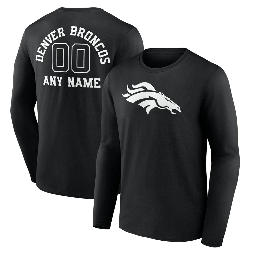 Denver Broncos Personalized Name & Number Monochrome Long Sleeve T-Shirt - Black for sale