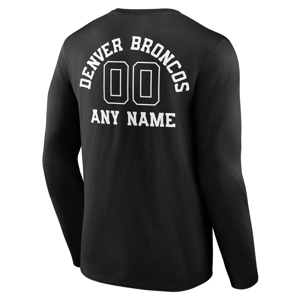 Denver Broncos Personalized Name & Number Monochrome Long Sleeve T-Shirt - Black for sale