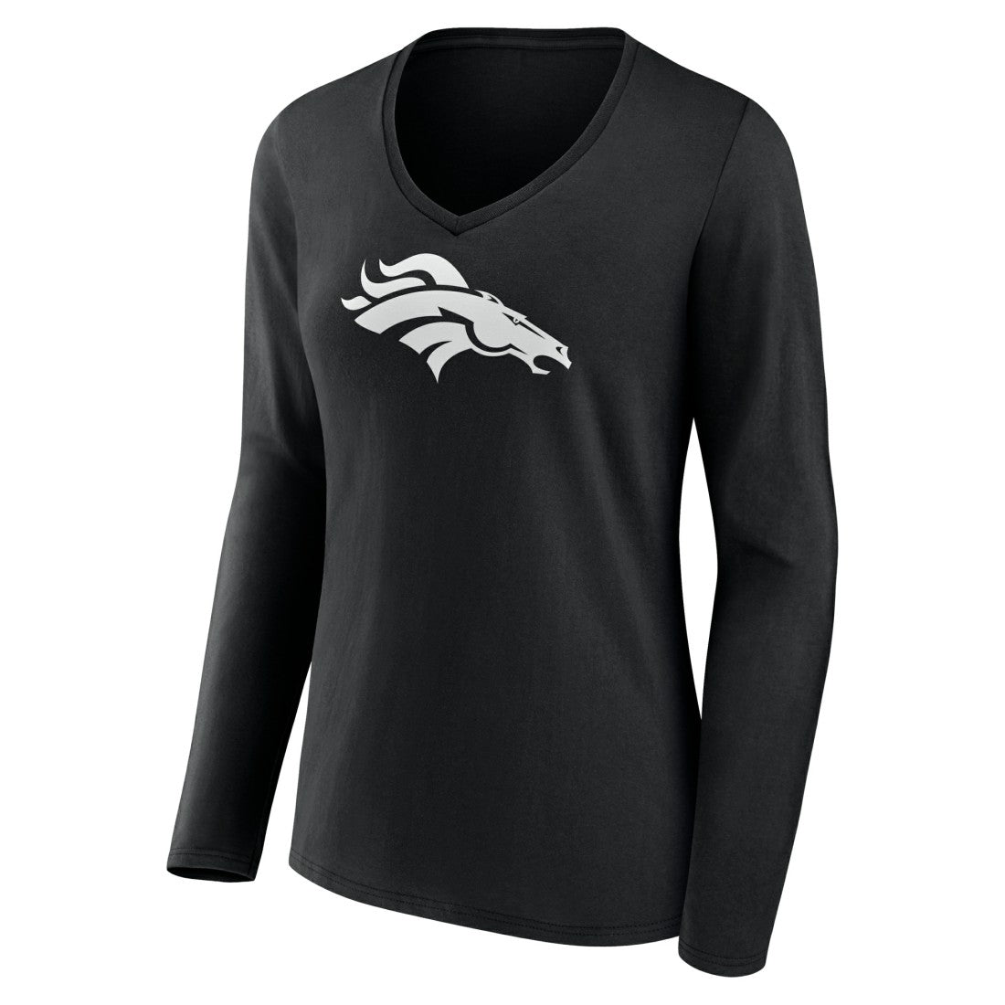 Denver Broncos Women's Personalized Name & Number Monochrome Long Sleeve V-Neck T-Shirt - Black discount