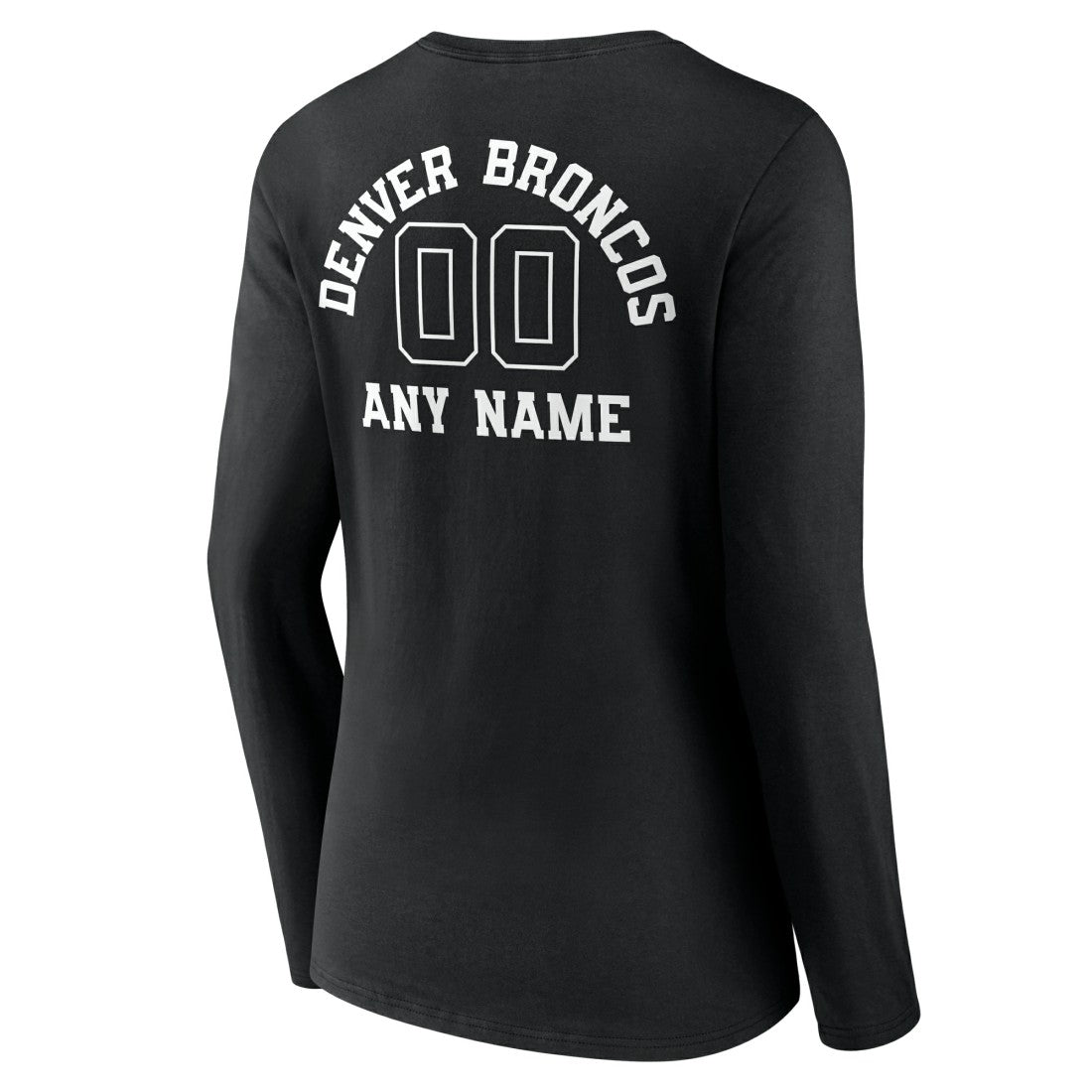 Denver Broncos Women's Personalized Name & Number Monochrome Long Sleeve V-Neck T-Shirt - Black discount