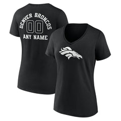 Denver Broncos Women's Personalized Name & Number Monochrome V-Neck T-Shirt - Black cheap