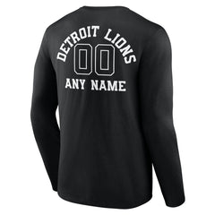 Detroit Lions Personalized Name & Number Monochrome Long Sleeve T-Shirt - Black sale