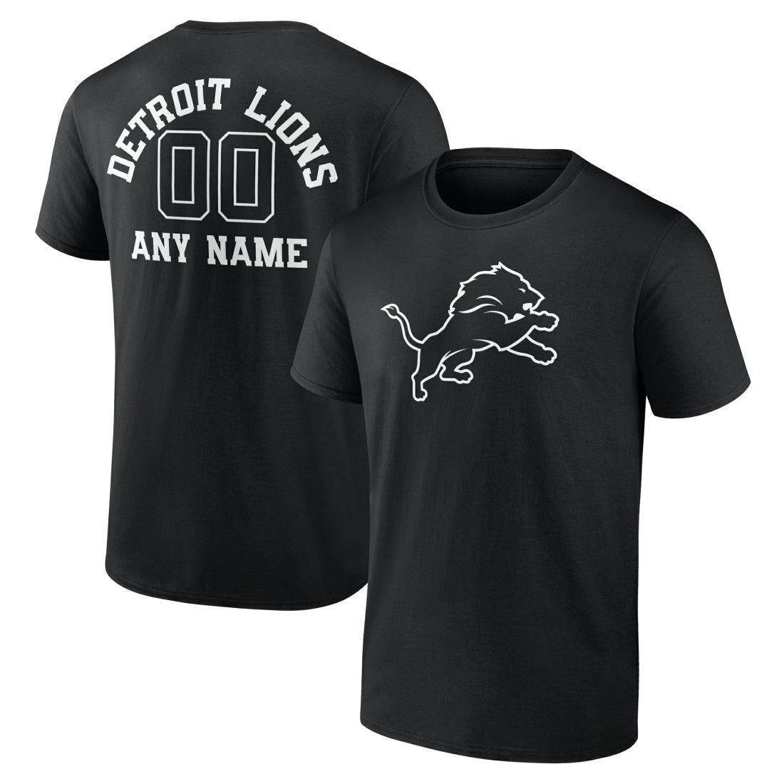 Detroit Lions Personalized Name & Number Monochrome T-Shirt - Black sale