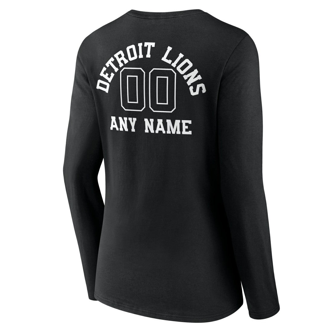 Detroit Lions Women's Personalized Name & Number Monochrome Long Sleeve V-Neck T-Shirt - Black on sale