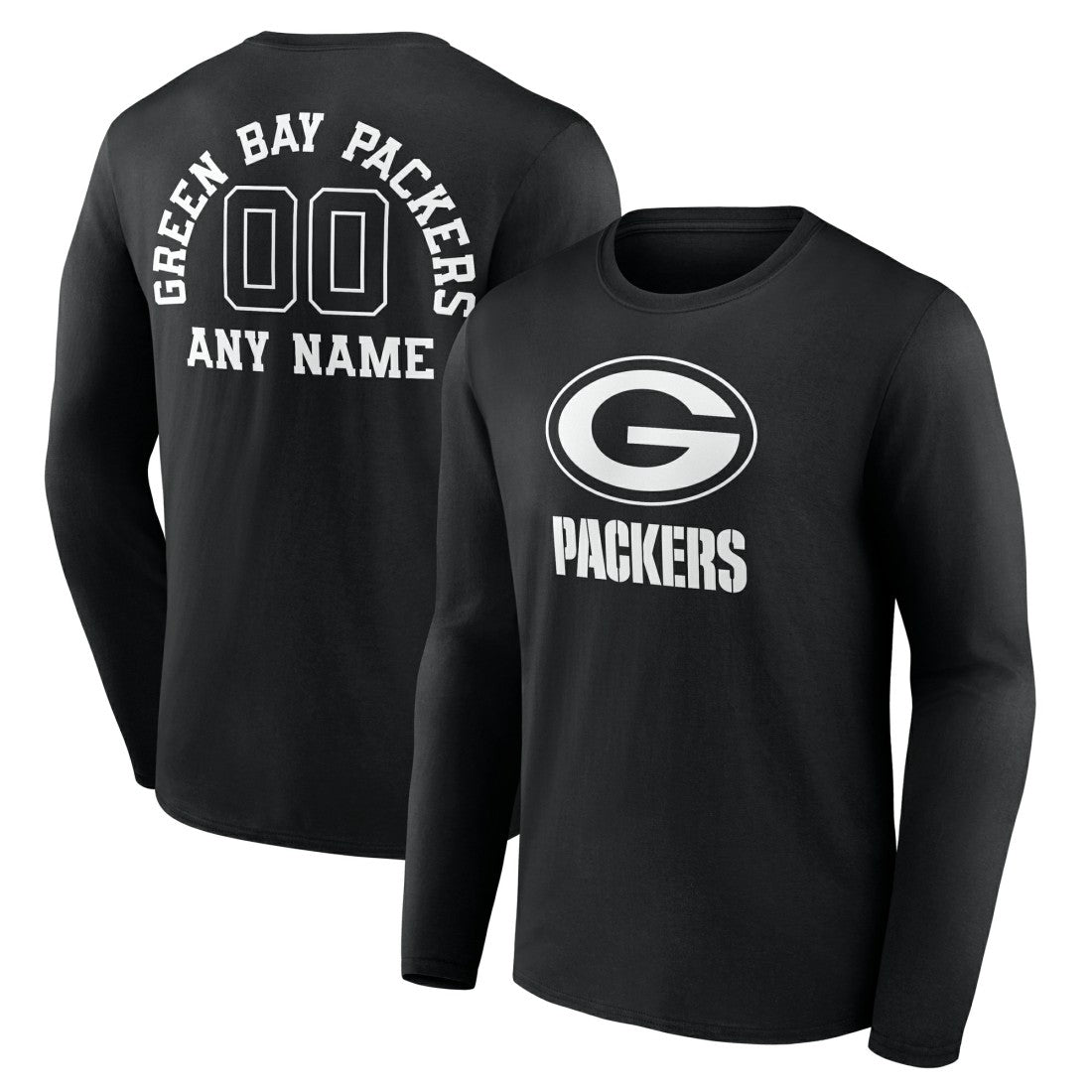 Green Bay Packers Personalized Name & Number Monochrome Long Sleeve T-Shirt - Black online