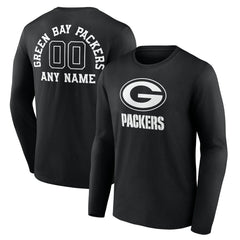 Green Bay Packers Personalized Name & Number Monochrome Long Sleeve T-Shirt - Black online