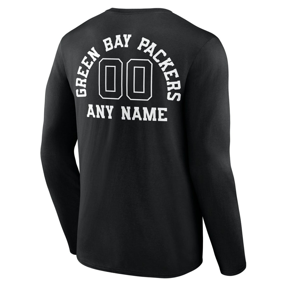 Green Bay Packers Personalized Name & Number Monochrome Long Sleeve T-Shirt - Black online