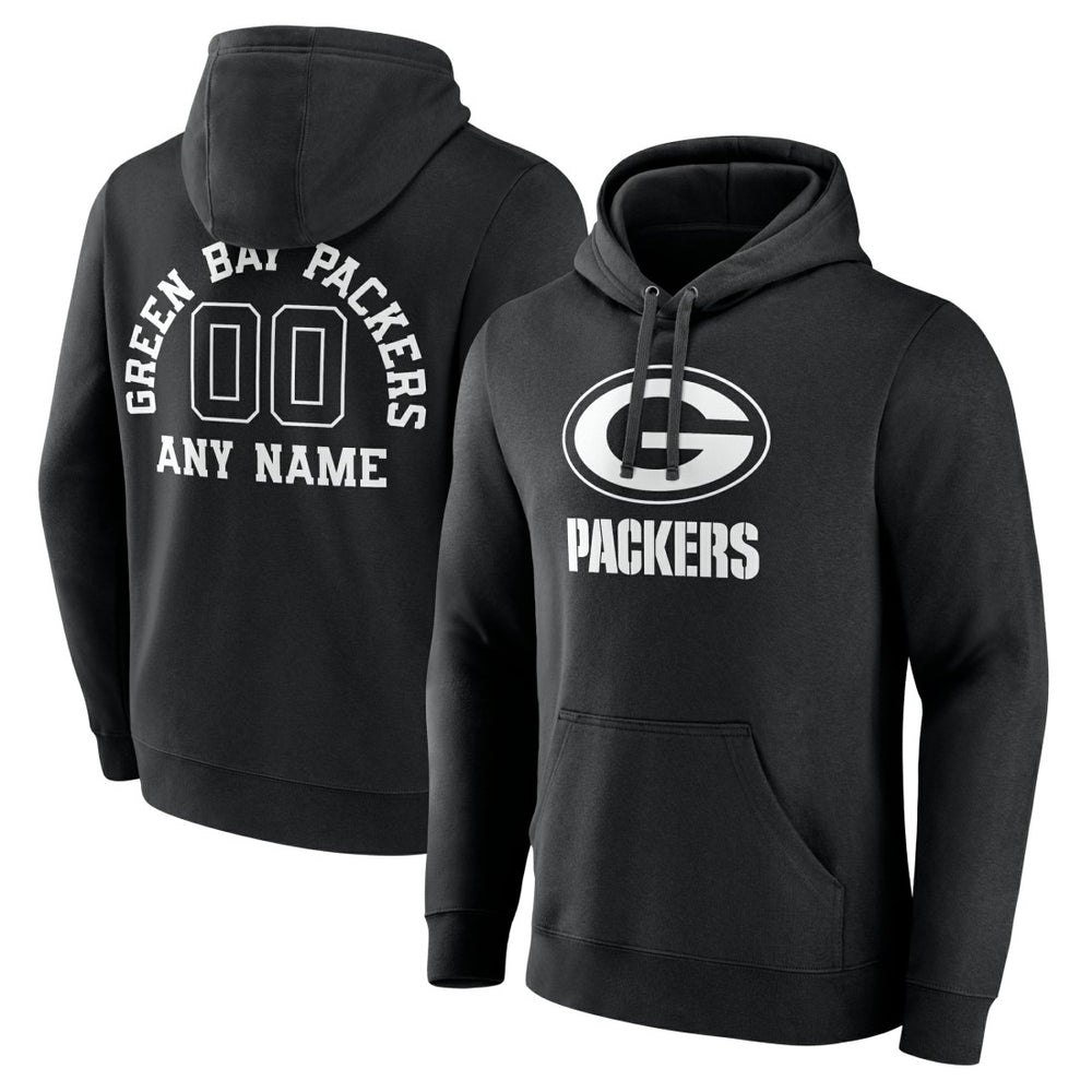 Green Bay Packers Personalized Name & Number Pullover Hoodie - Black cheap