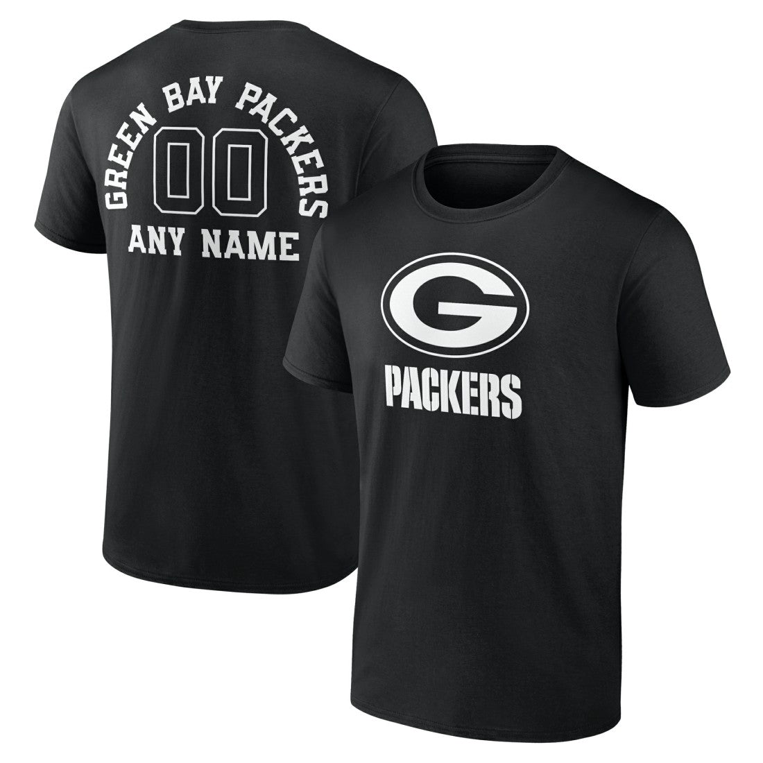 Green Bay Packers Personalized Name & Number Monochrome T-Shirt - Black for sale