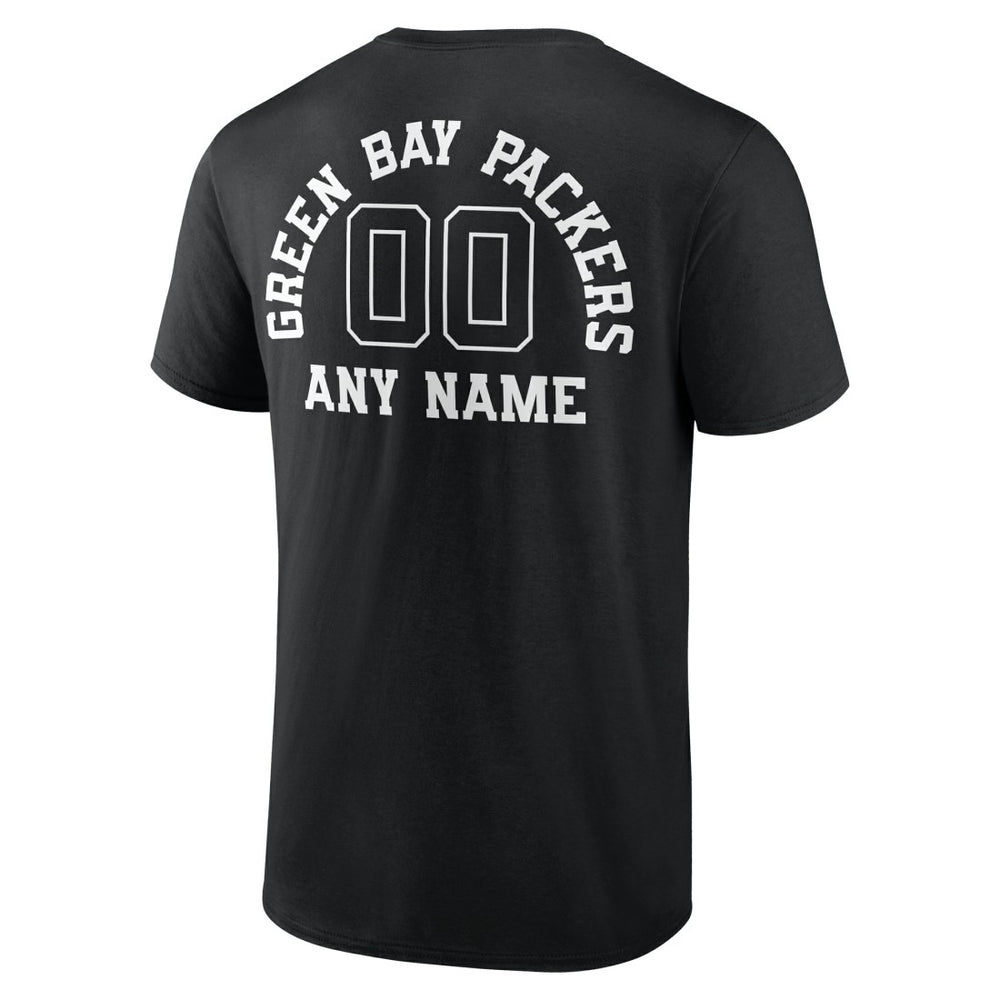 Green Bay Packers Personalized Name & Number Monochrome T-Shirt - Black for sale