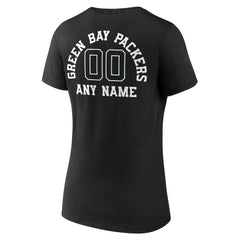 Green Bay Packers Women's Personalized Name & Number Monochrome V-Neck T-Shirt - Black online