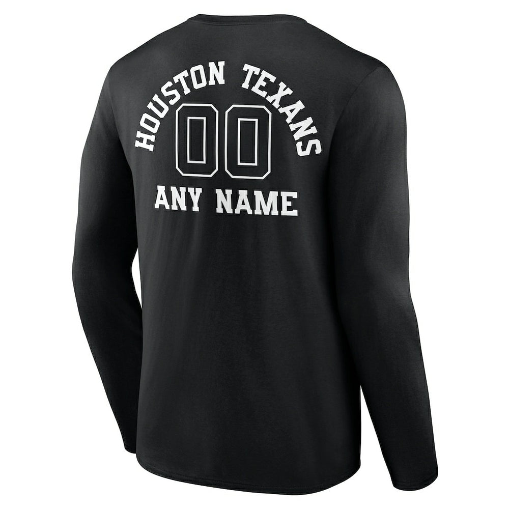 Houston Texans Personalized Name & Number Monochrome Long Sleeve T-Shirt - Black on sale