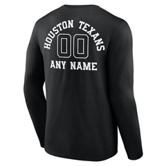Houston Texans Personalized Name & Number Monochrome Long Sleeve T-Shirt - Black on sale