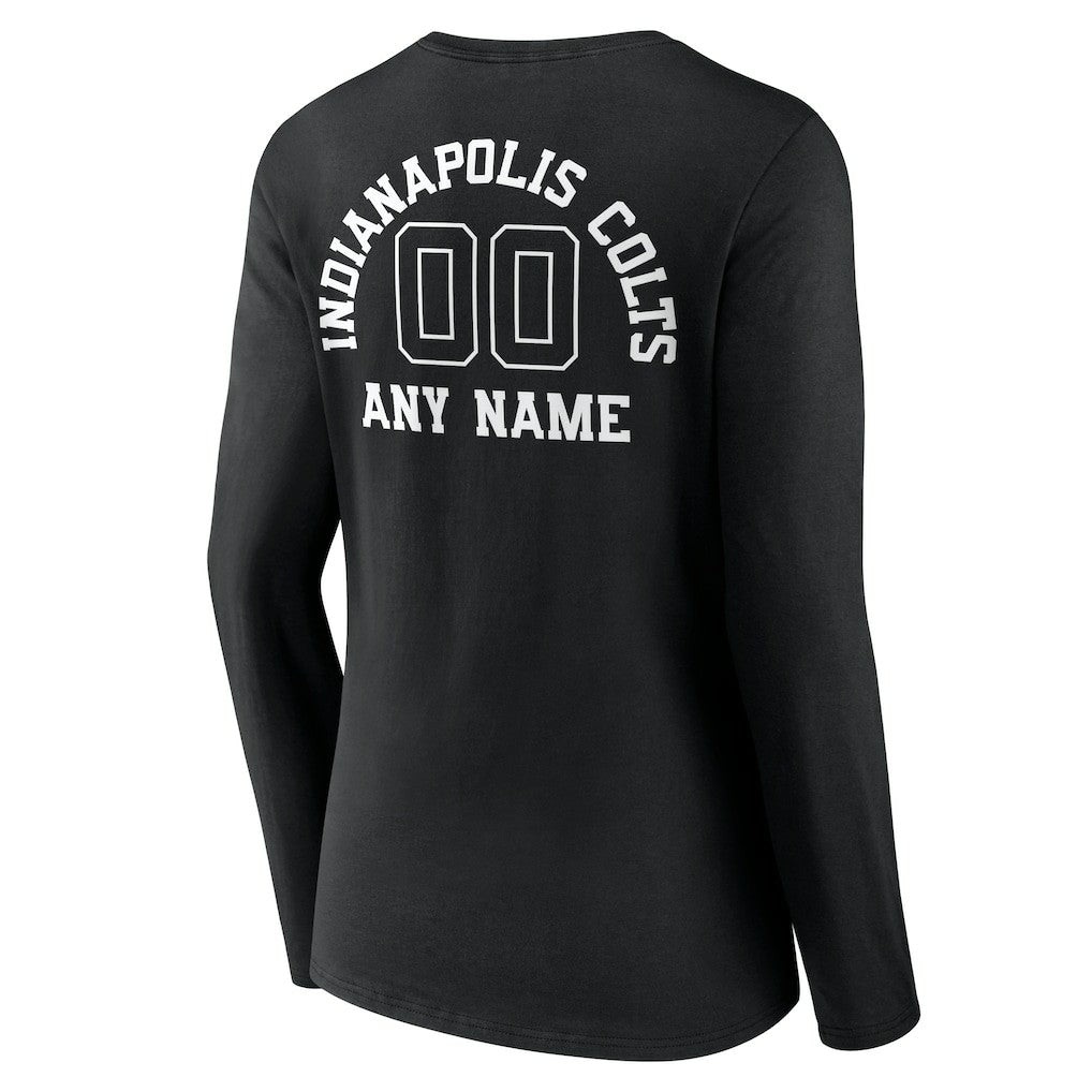 Indianapolis Colts Women's Personalized Name & Number Monochrome Long Sleeve V-Neck T-Shirt - Black sale