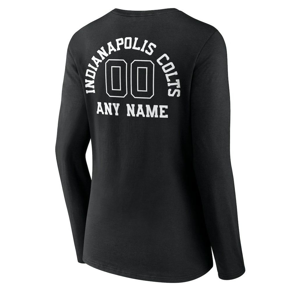 Indianapolis Colts Women's Personalized Name & Number Monochrome Long Sleeve V-Neck T-Shirt - Black sale
