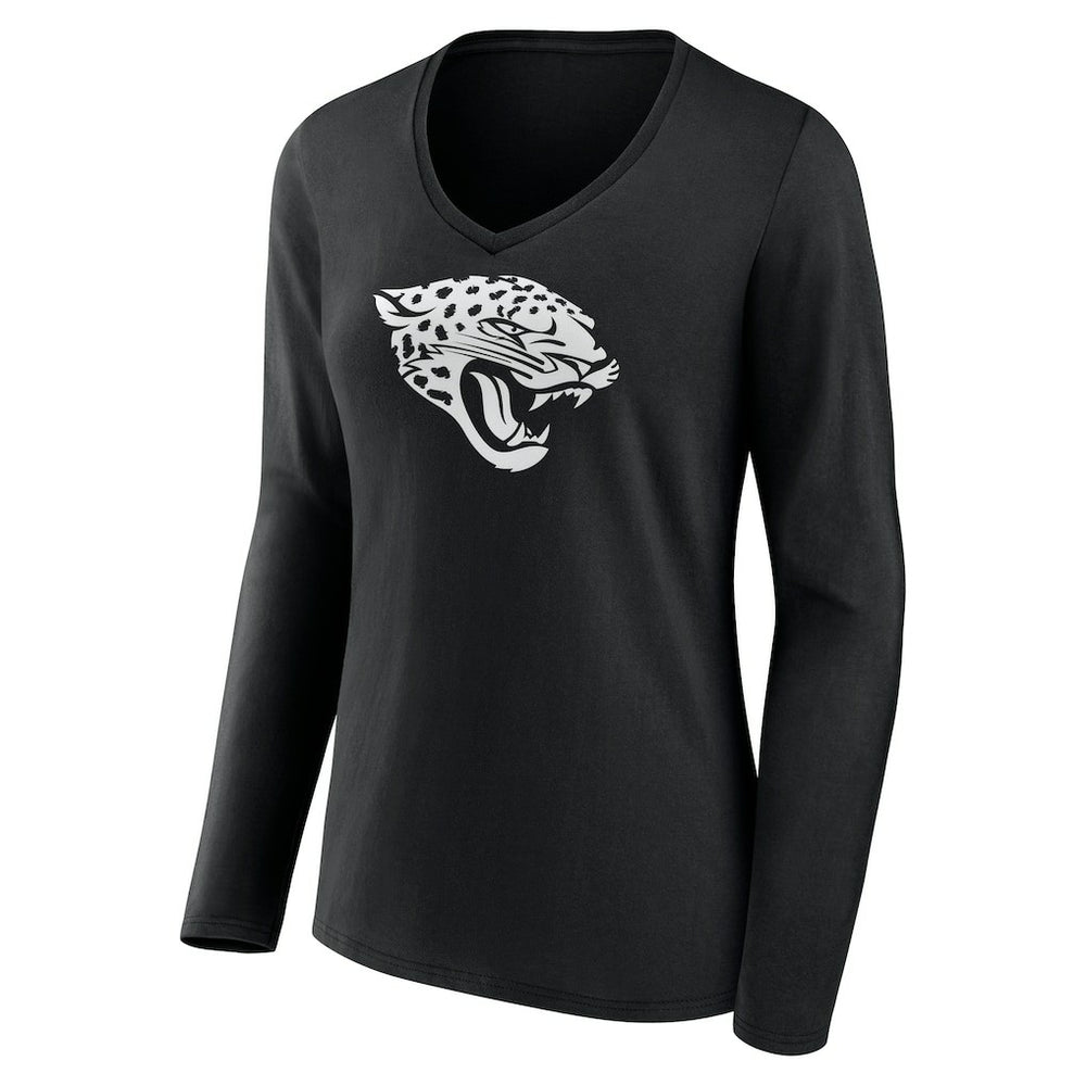 Jacksonville Jaguars Women's Personalized Name & Number Monochrome Long Sleeve V-Neck T-Shirt - Black sale