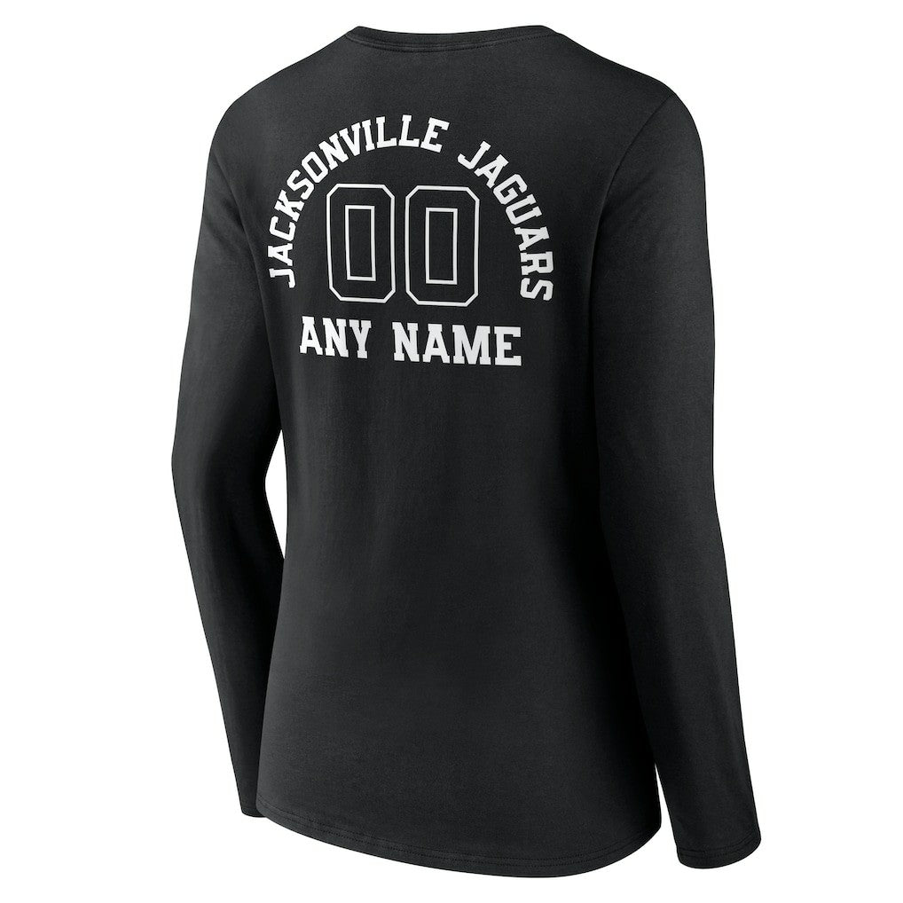 Jacksonville Jaguars Women's Personalized Name & Number Monochrome Long Sleeve V-Neck T-Shirt - Black sale