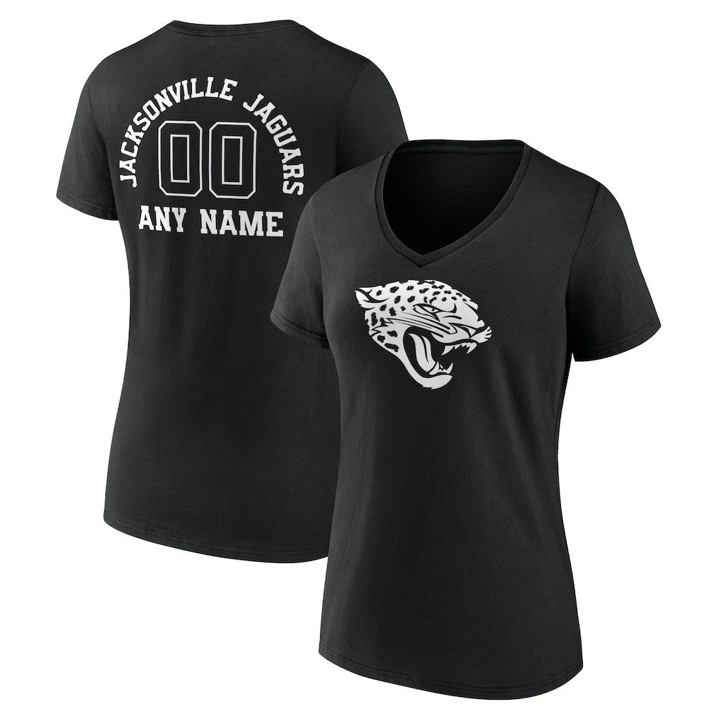 Jacksonville Jaguars Women's Personalized Name & Number Monochrome V-Neck T-Shirt - Black online