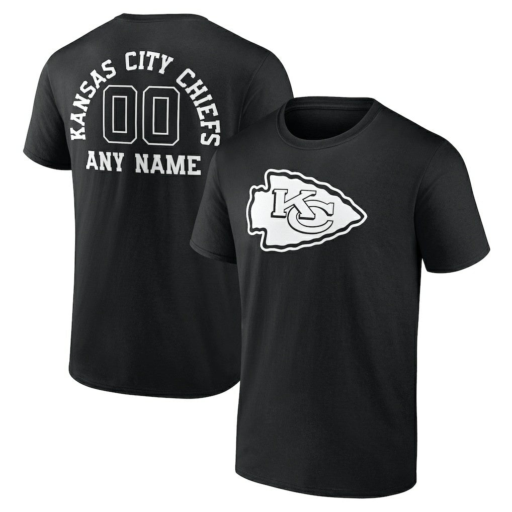 Kansas City Chiefs Personalized Name & Number Monochrome T-Shirt - Black for sale
