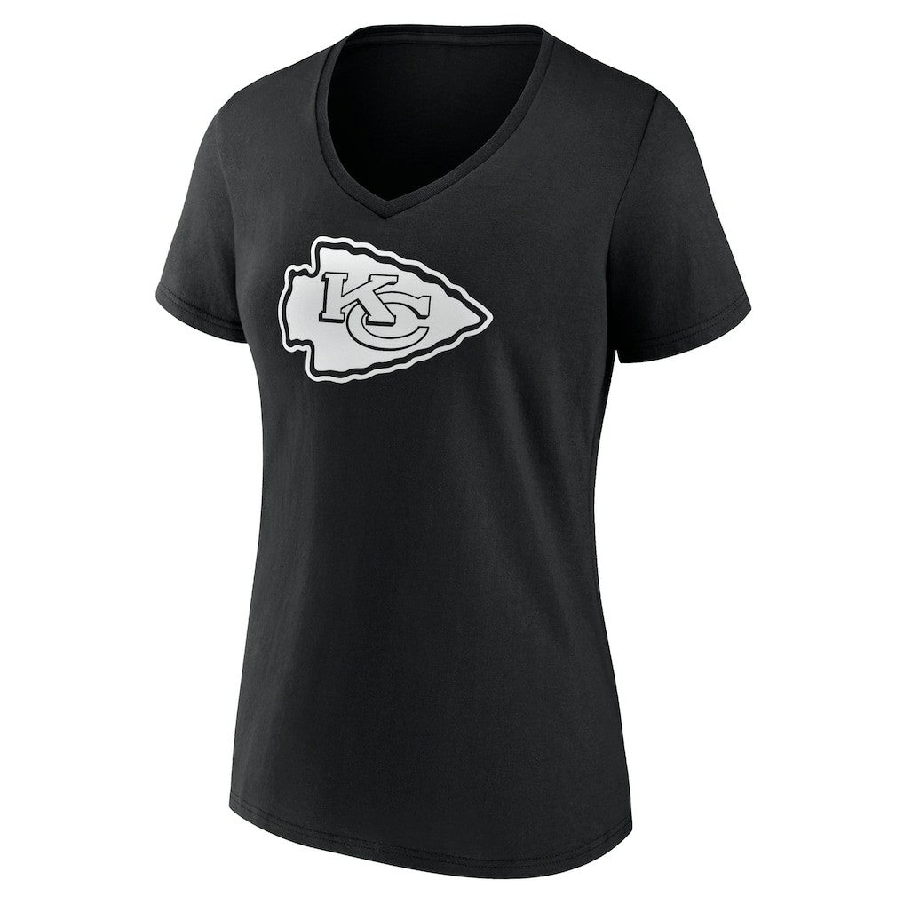 Kansas City Chiefs Women's Personalized Name & Number Monochrome V-Neck T-Shirt - Black for sale
